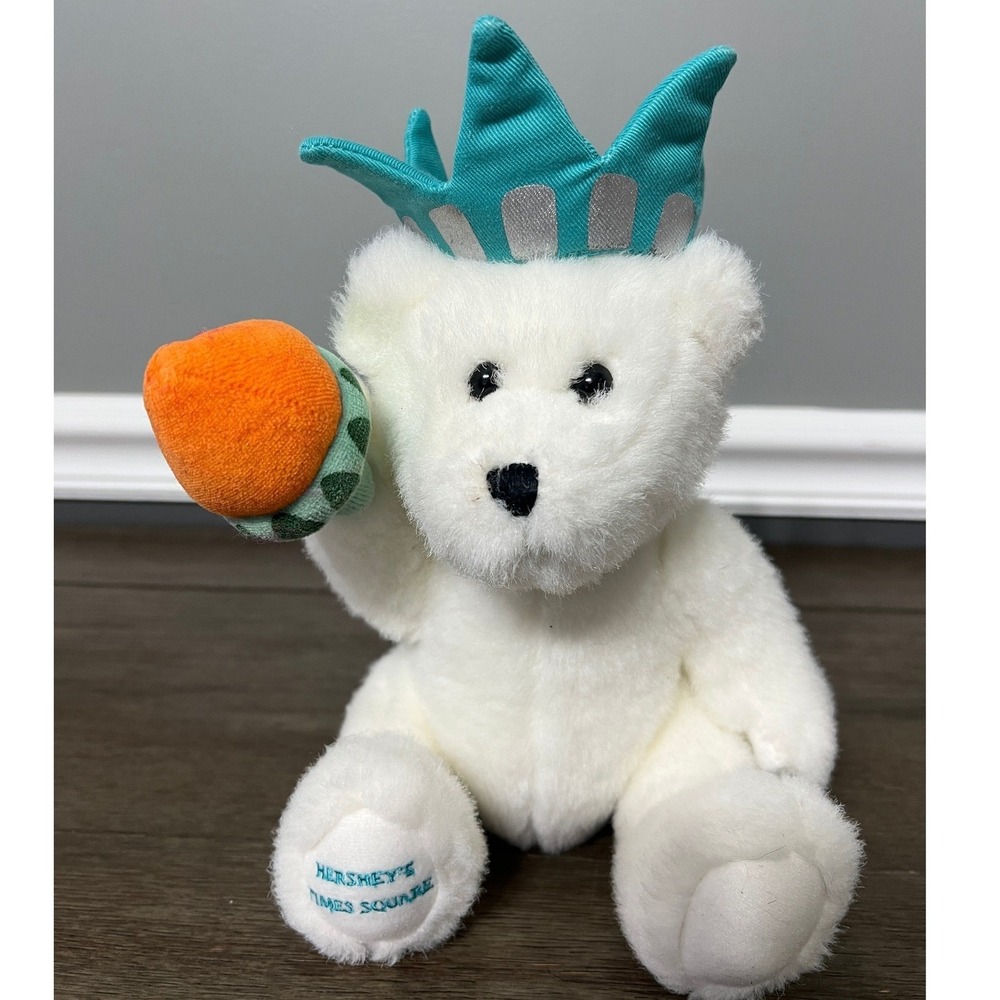 Hershey's Times Square Bear Plush Statue of Liberty Stuffed Animal Toy White 10"